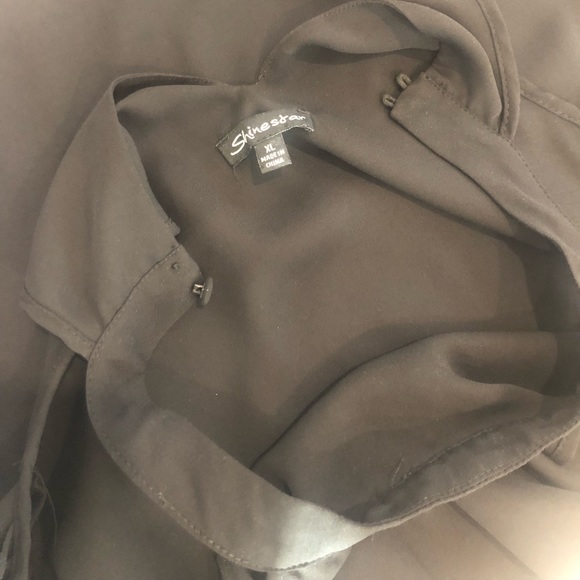 Halter top, flared sleeve black blouse - Picture 5 of 5